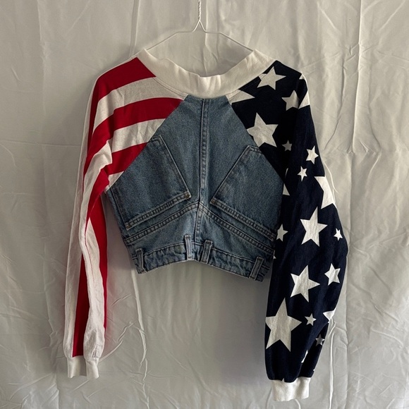 Fredrick’s of Hollywood Denim American Flag Cropped Jacket - Picture 5 of 8